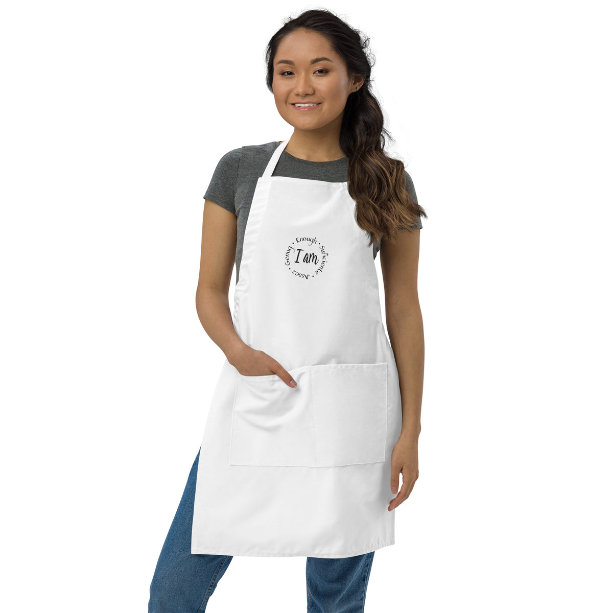 I Am Enough Embroidered Apron