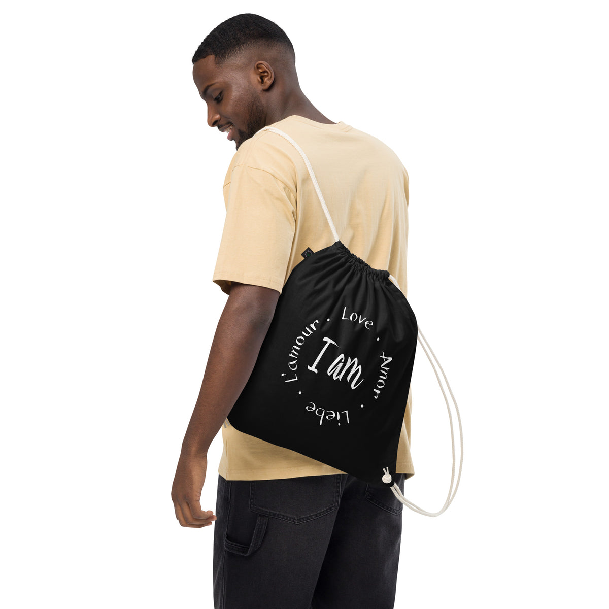 I Am Love Organic Cotton Drawstring Bag