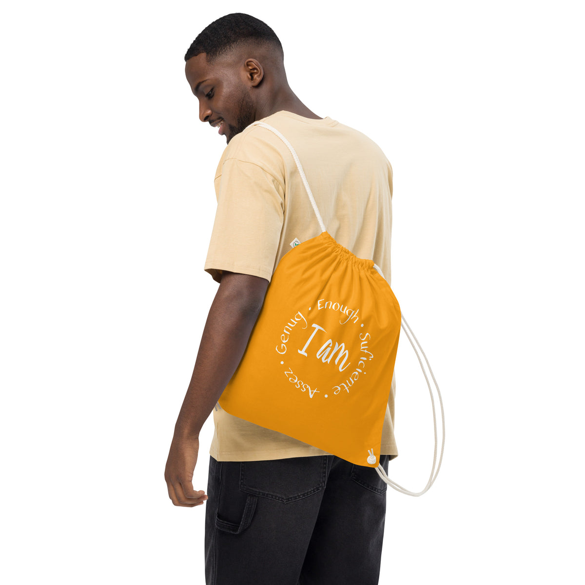 I Am Enough Organic Cotton Drawstring Bag