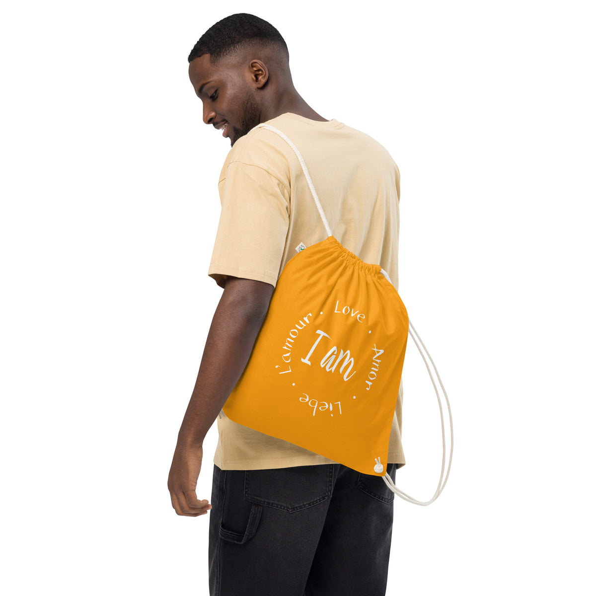 I Am Love Organic Cotton Drawstring Bag