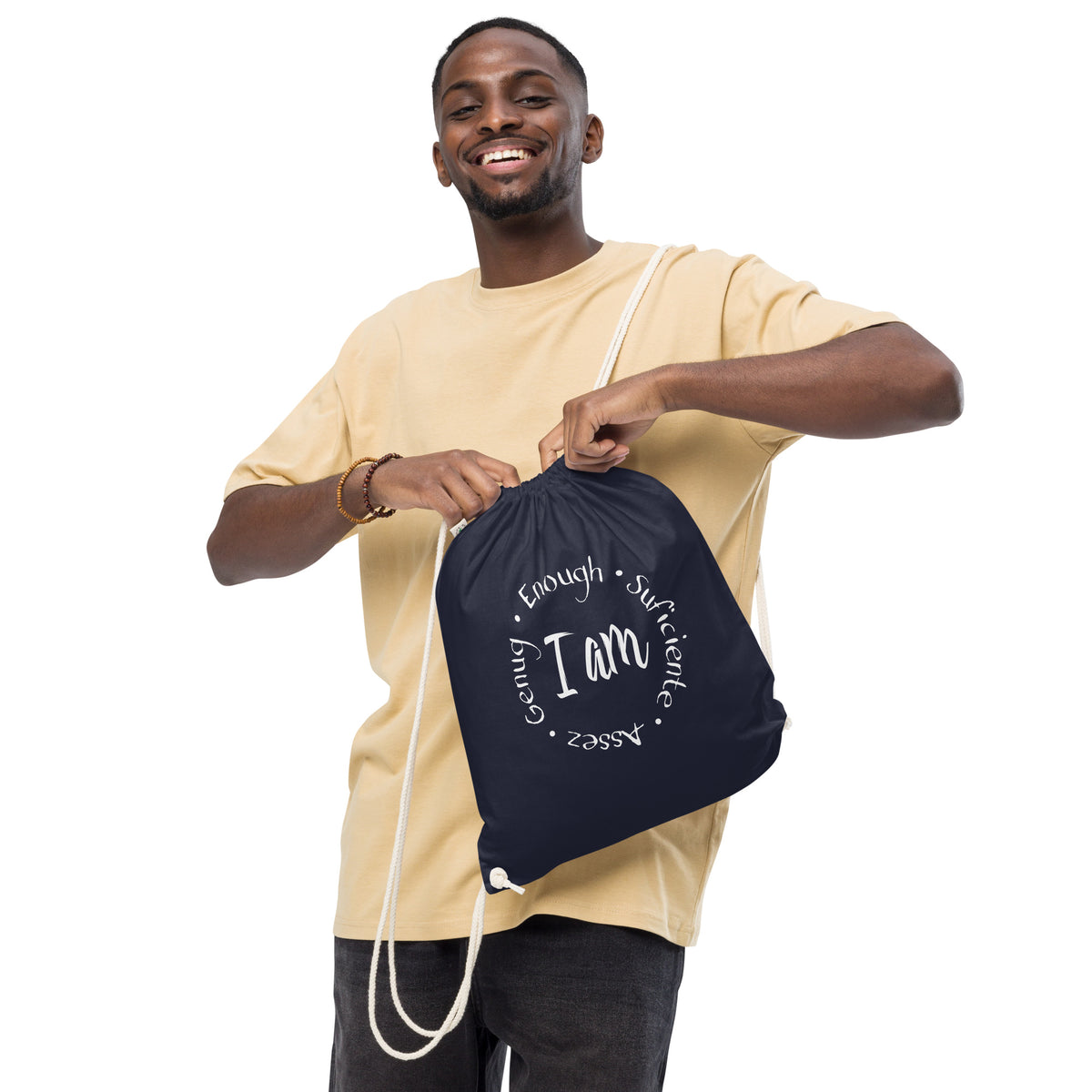 I Am Enough Organic Cotton Drawstring Bag